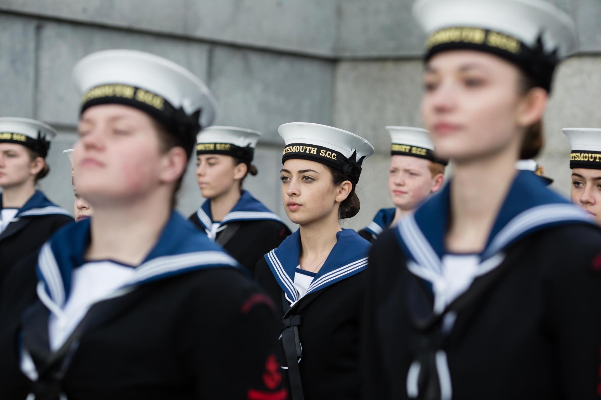 Portsmouth Cadets lining up to march